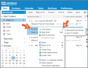 Zimbra Tips and Tricks Searching Right Click Search Find email from sender